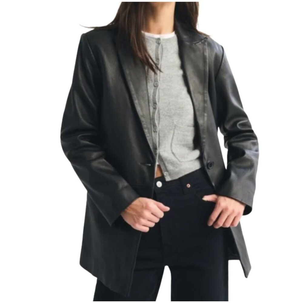 Abercrombie & Fitch Black Leather Blazer
